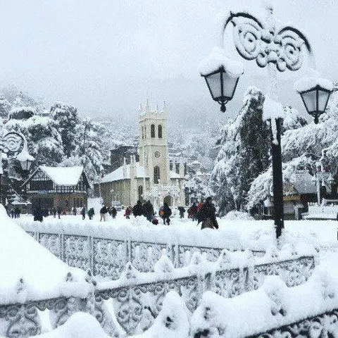 Church and mall road shimla in Himachal Pradesh